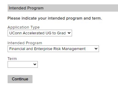 Screenshot of Financial and Enterprise Risk Management Accelerated Program selection how to apply
