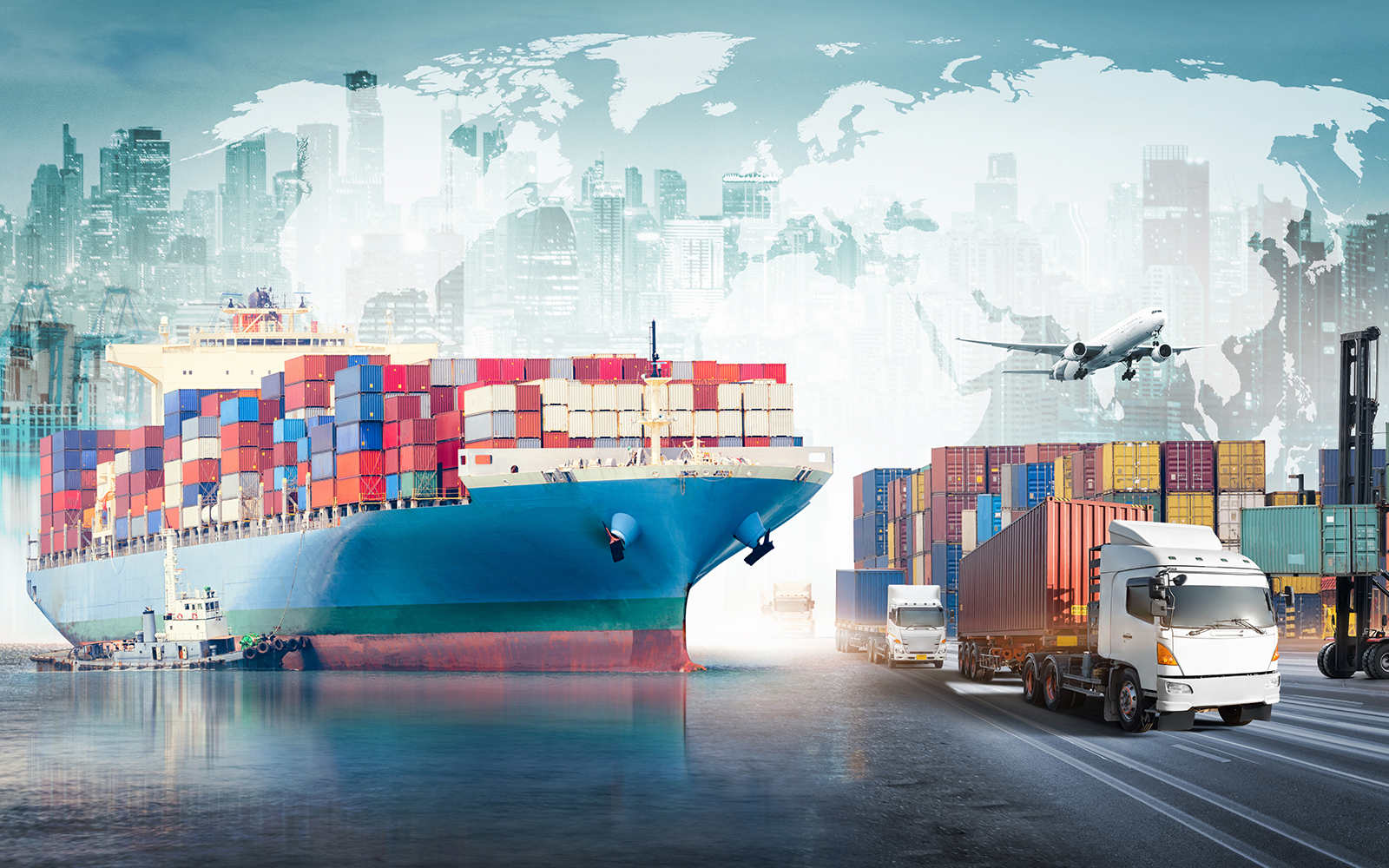 Global business logistics supply chain management concept image