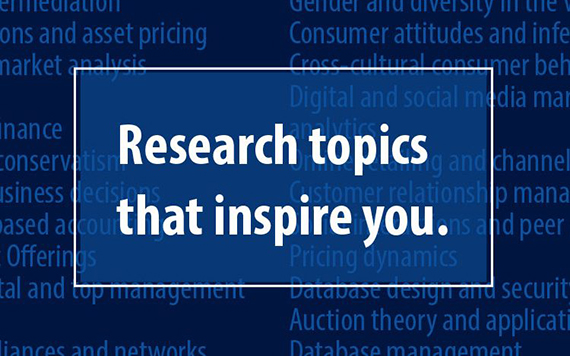 Decorative image with text that reads Research topics that inspire you